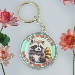 🔥RACCOON EMOTIONAL SUPPORT KEYCHAIN (IT IS WHAT IT IS)
